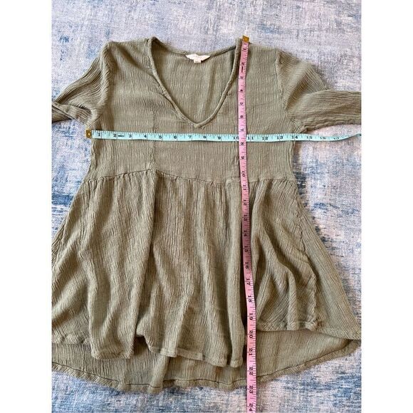 Sim & Sam Green Ruched Fabric Long Sleeve Boho Top Small - Picture 4 of 8